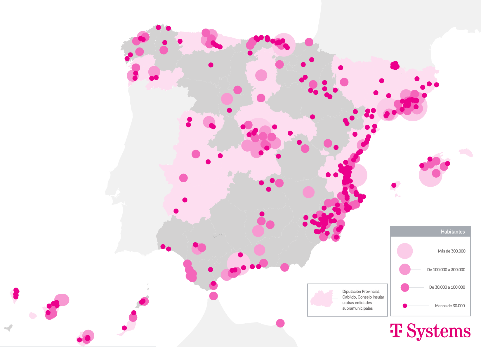 Municipios españoles que actualmente usan de forma activa soluciones TAO 